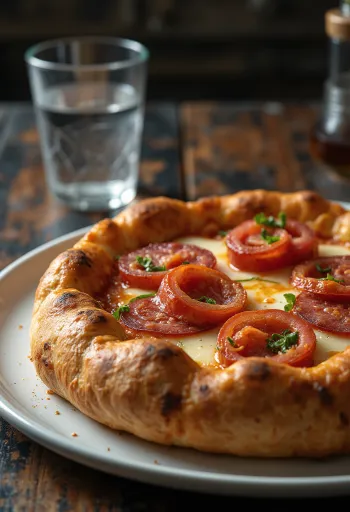 Diavola pizza með fylltum kanti og sterkri pylsu