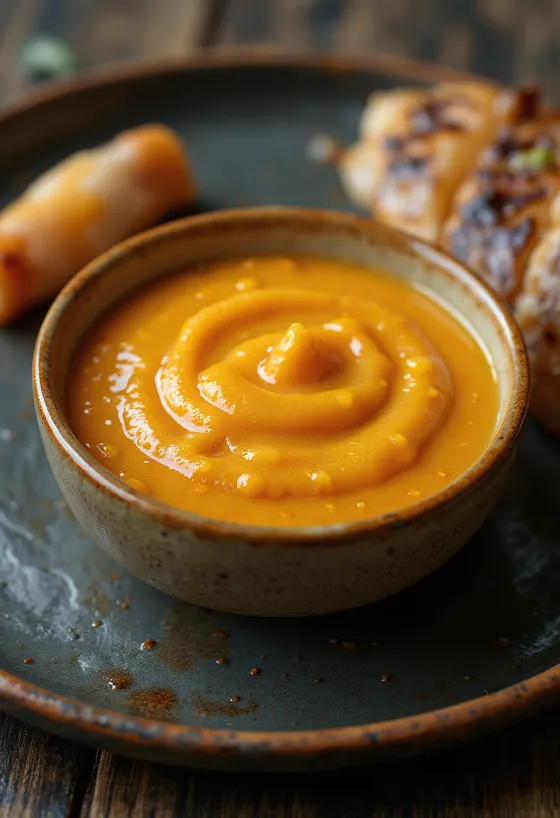 Reykt papriku-, límónu- og smjörsósa borin fram