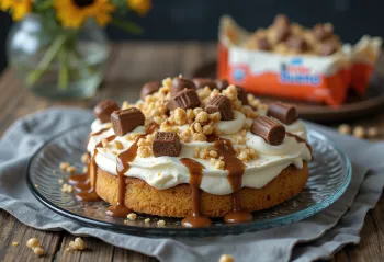 Kinder Bueno terta skreytt með súkkulaði