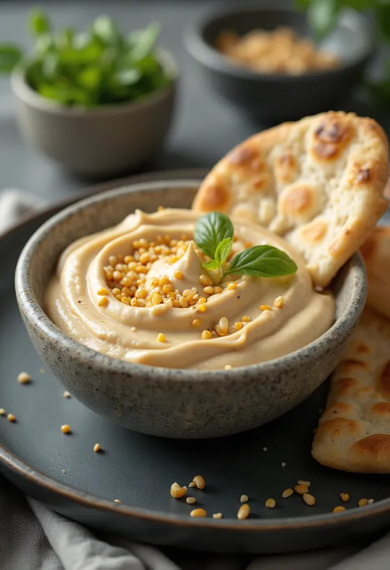 Tahini-hvítlaukssósa með sesam