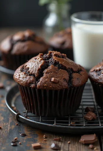 Súkkulaðimuffins með mjúku deigi og bráðnum súkkulaðibitum að innan