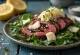 Tagliata di manzo með klettasalati og parmesan borið fram