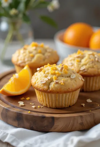 Hafra- og appelsínumuffins bornar fram