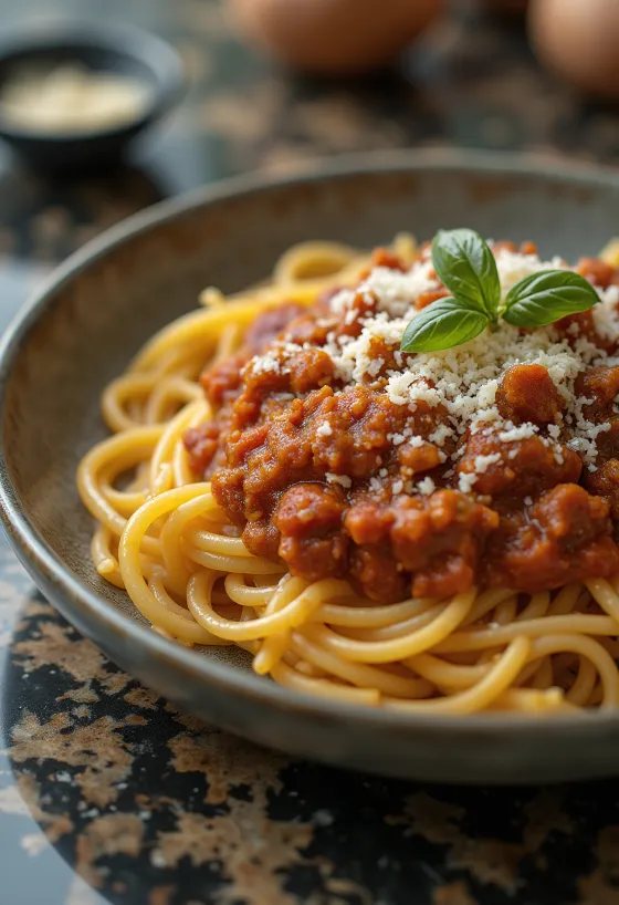 Spaghetti Bolognese, klassískt ítalskt pasta með tómata- og kjötsósu