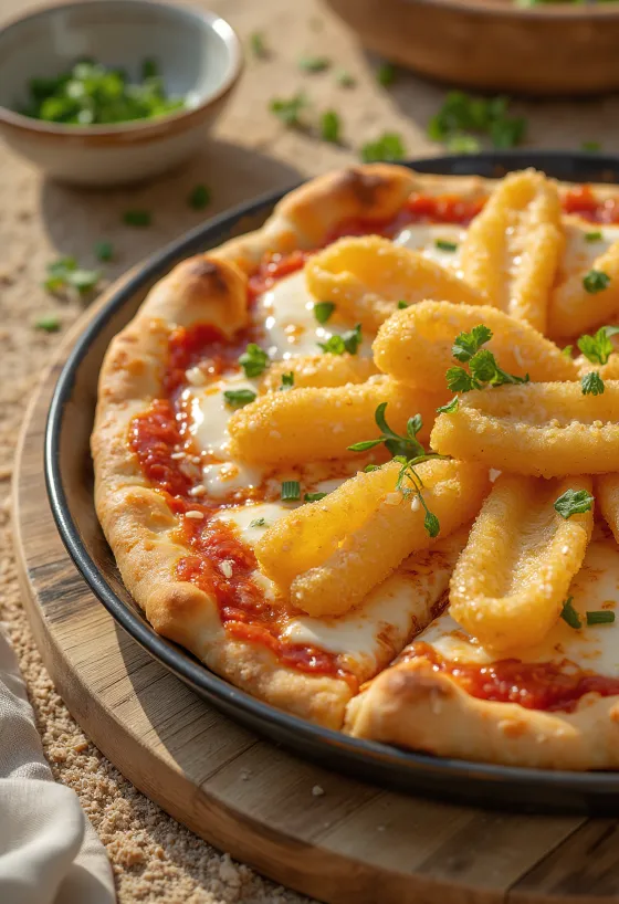Japönsk tempura pizza með grænmeti