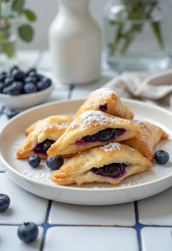 Bláberja-samosa bakað í smjördeigi