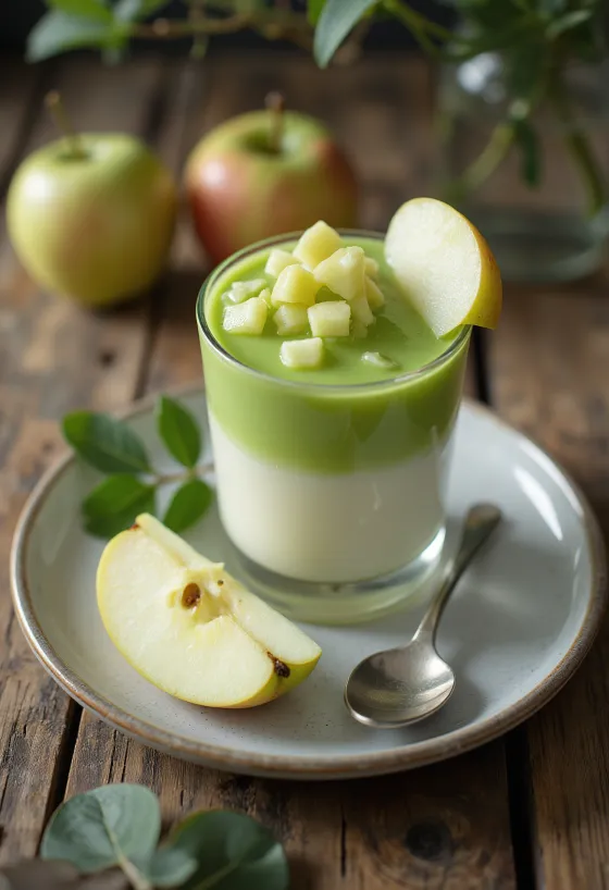 Grænepla panna cotta í glasi