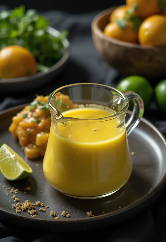 Rjómalöguð karrý- og hunangssósa með lime