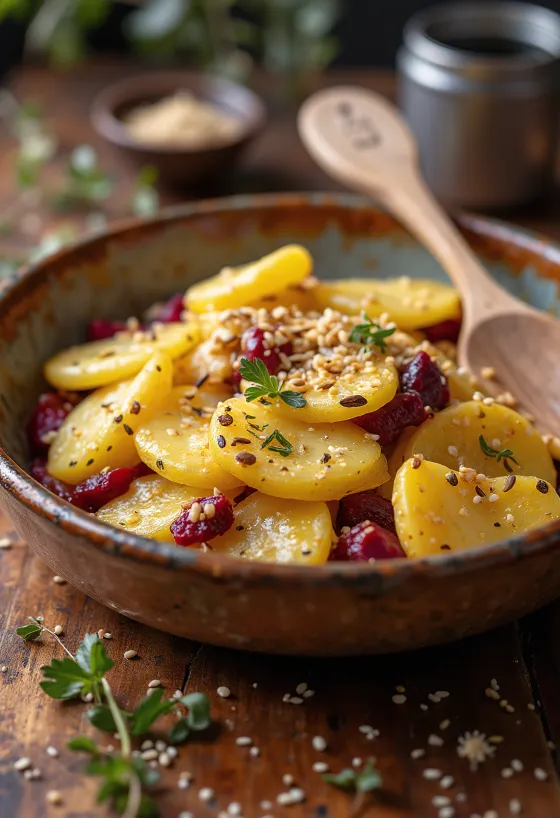 Vegan kartöfluréttur með rauðrófum