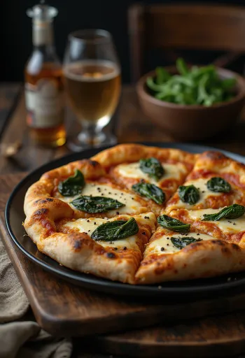 Tíbetsk pizza borin fram með jakuxaosti og fersku spínati