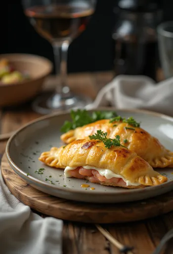 Gullinbrún empanada með laxi