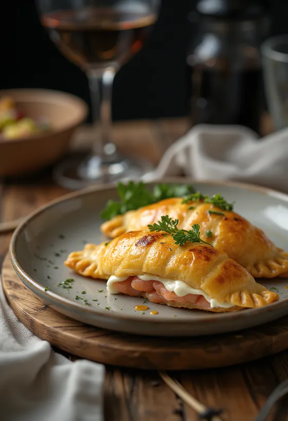 Gullinbrún empanada með laxi