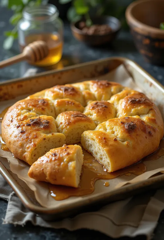 Focaccia með kanil og hunangi