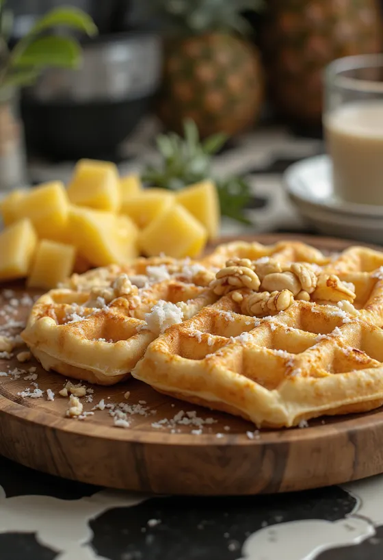 Kókosvöfflur með fersku kókosmjöli og hunangi