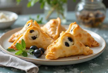 Samosa með svörtum ólífum og geitaosti