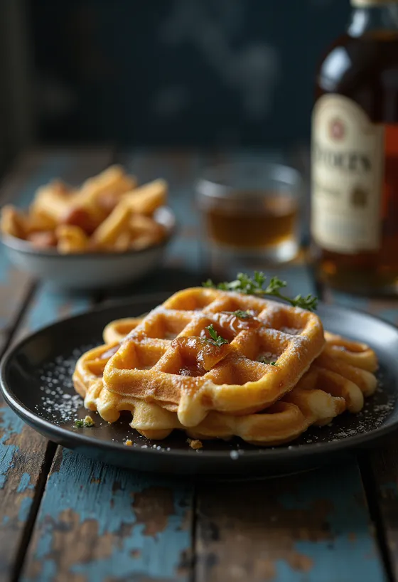 Viskívöfflur bornar fram