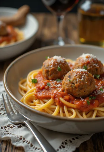 Spaghetti Bolognaise með kjötbollum og parmesan