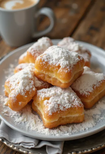 Djúpsteikt beignet með flórsykri