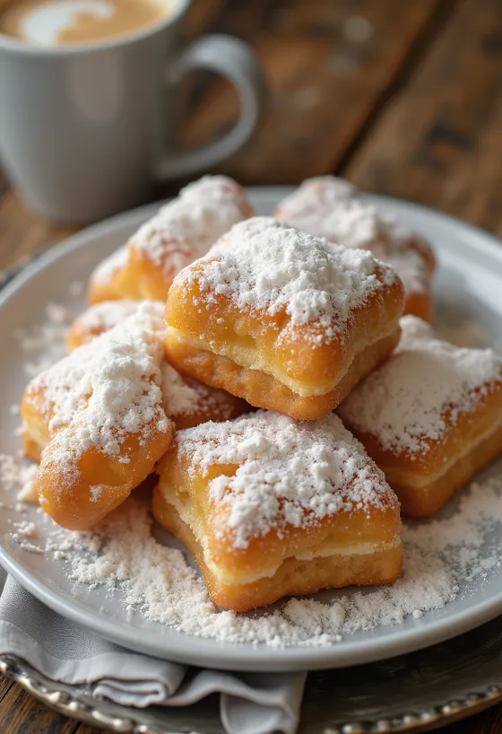Djúpsteikt beignet með flórsykri