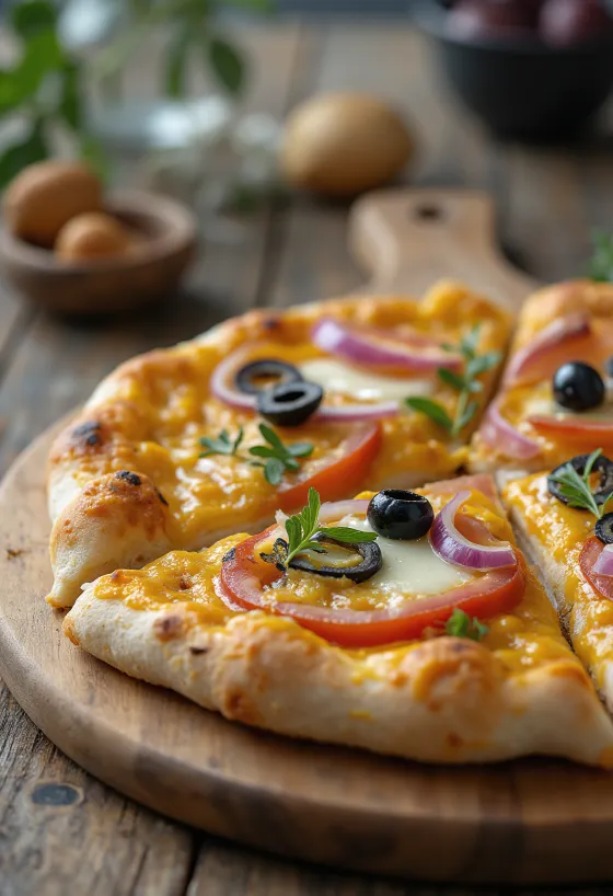 Perúskur stíll pizza með aji amarillo mauki og staðbundnum kryddum