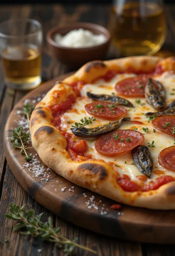 Diavola pizza með ansjósum og chili