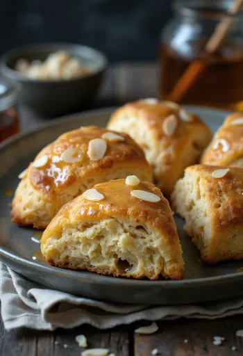 Paleo scone með möndlum og hunangi á diski