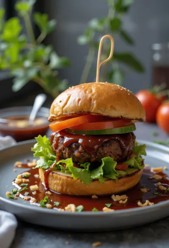 Vegan BBQ borgari með fersku grænmeti