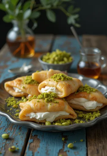 Atayef arabískar pönnukökur á diski