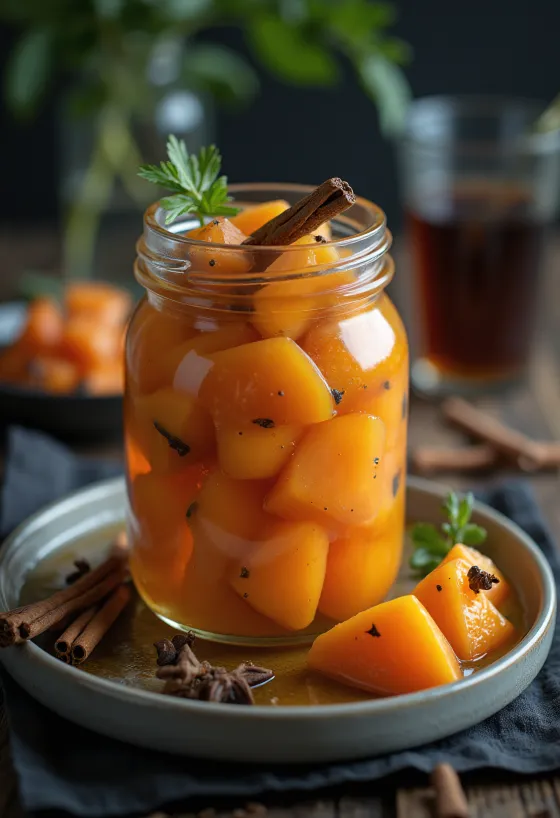 Kryddað sýrt papaya í krukku