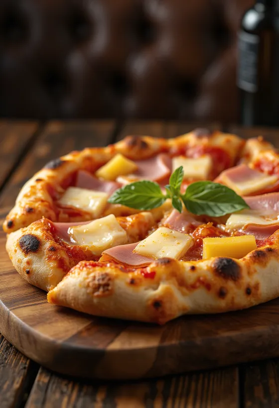 Hawaiian pizza með ananas og skinku