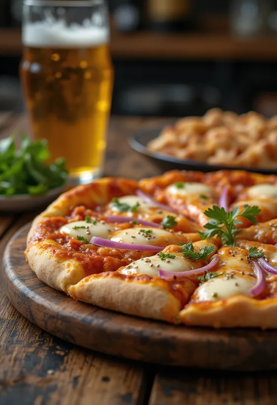 Kimchi pizza með kóresku kimchi og gochujang sósu