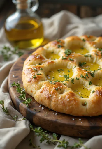 Franskt focaccia með Provence-kryddum borið fram