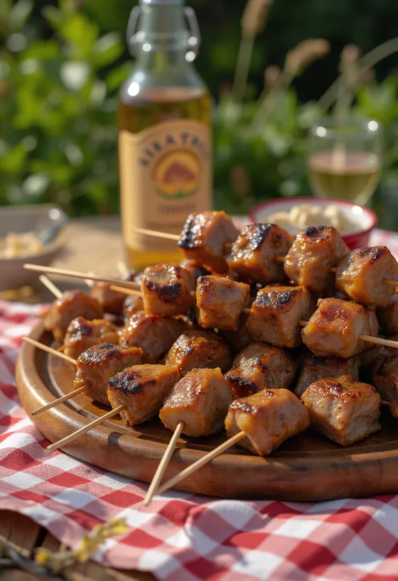 Arrosticini lambapinnar bornir fram
