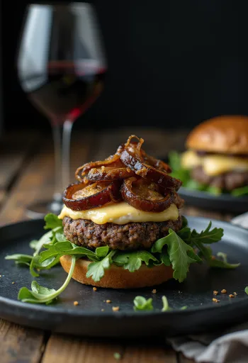 Franskur Hamborgari borinn fram