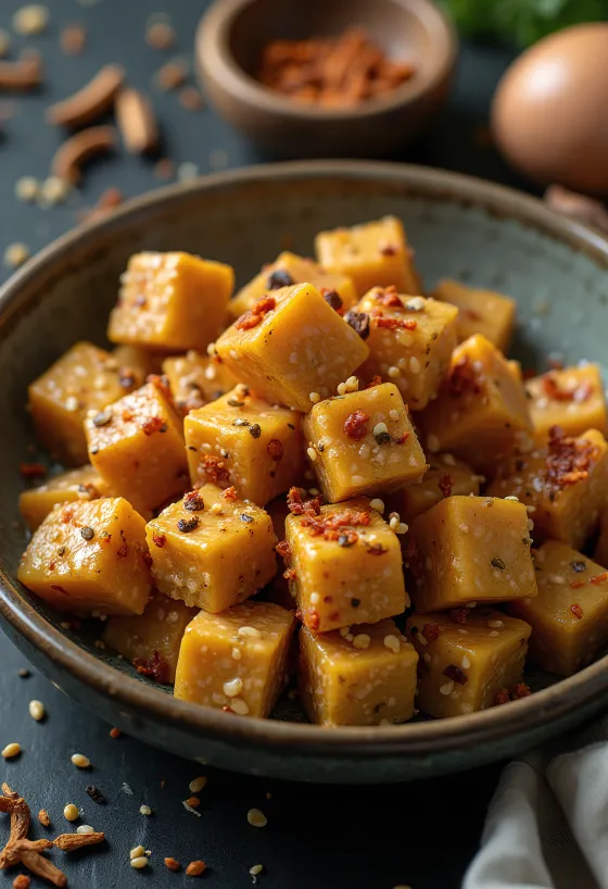 Kryddað sýrt tempeh í krukku