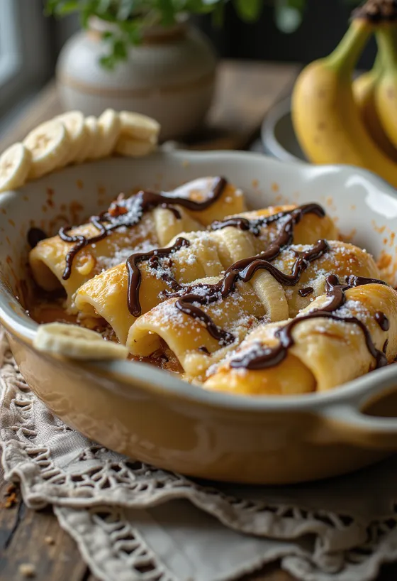 Cannelloni með heslihnetukremi og banana borið fram