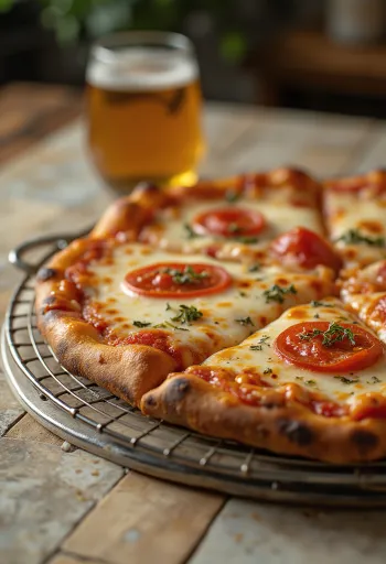 New York Style Pizza með þunnum botni og stórum sneiðum