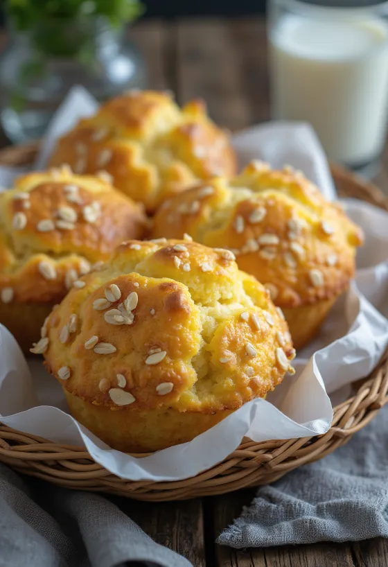 Haframjöls- og kotasælumuffins bornar fram