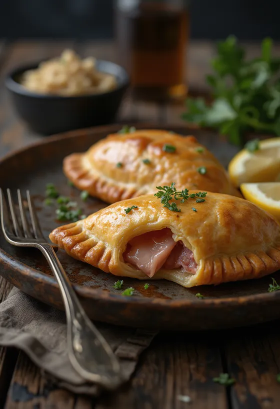 Empanada með reyktum gríshnakka í gullinbrúnu deigi