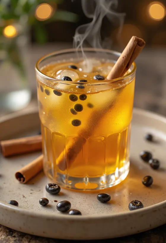 Ástaraldinsíder borinn fram í glasi