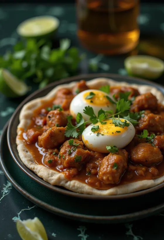 Doro Wat eþíópískur kjúklingaréttur borinn fram