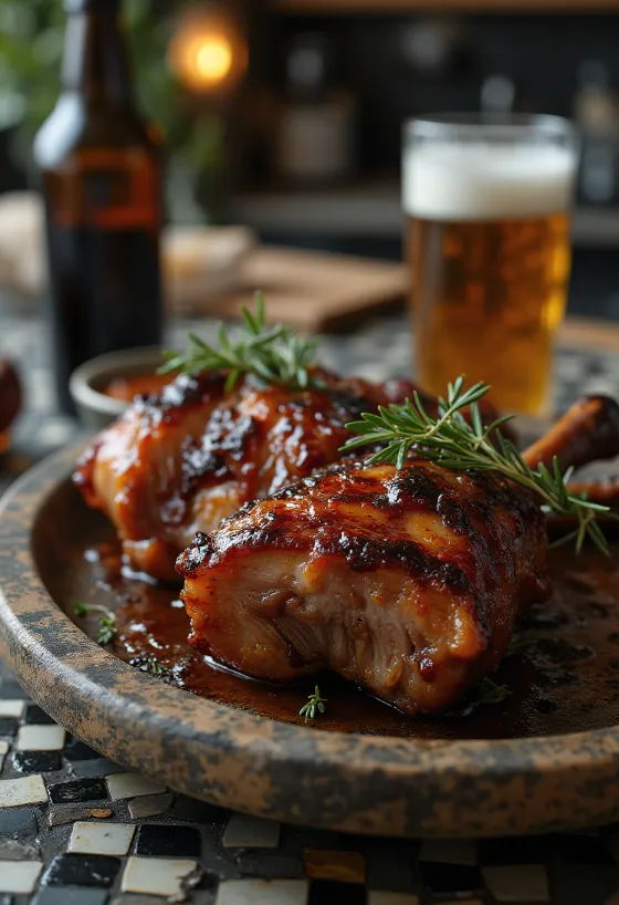 Reyktur BBQ svínaskanki með bjór