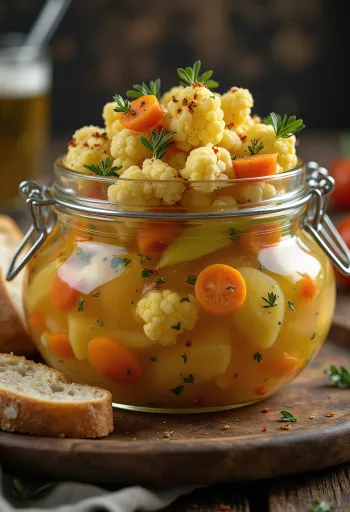 Giardiniera í glerkrukku