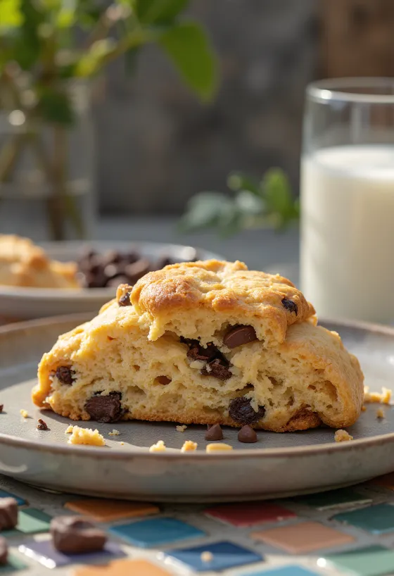 Scone með hnetusmjöri og súkkulaði borið fram
