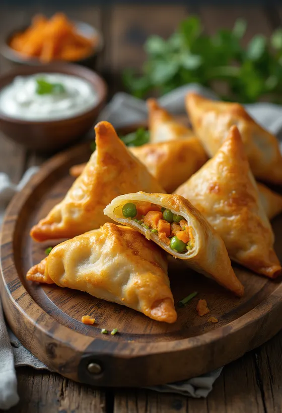Samosa með gulrótum og baunum