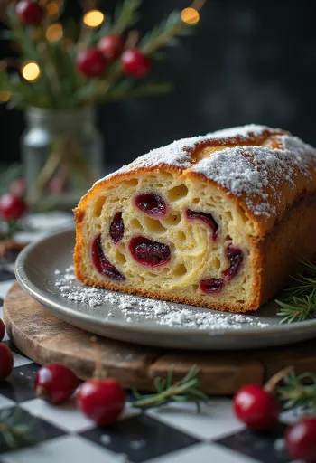 Nýbökuð þýsk stollen jólakaka