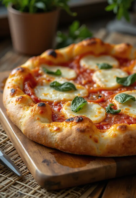 Pizza al Taglio með þykkum botni og mozzarella osti
