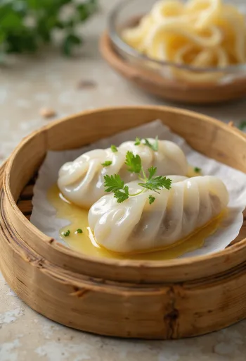 Bánh bột lọc með bambussprotum borið fram