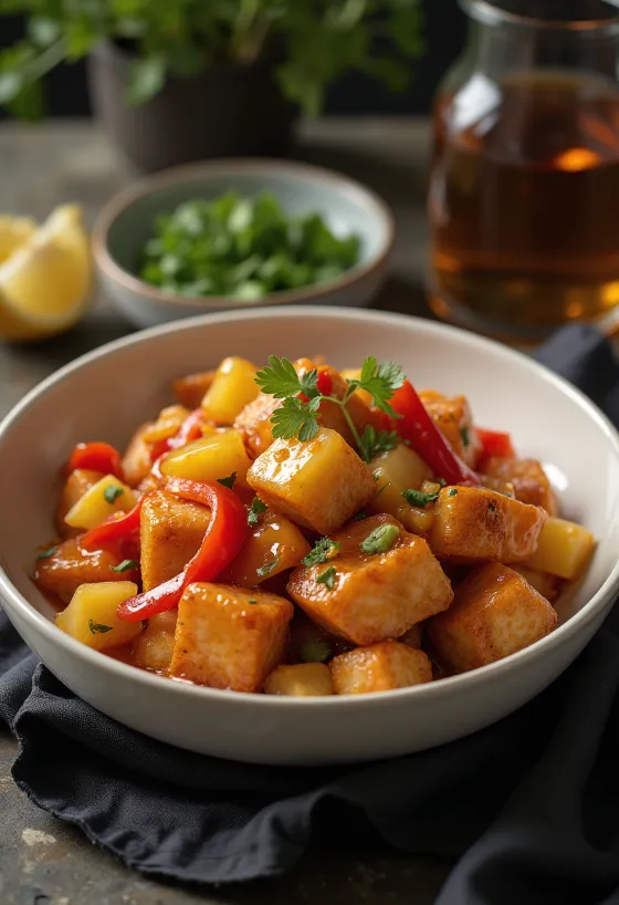 Súrsætt tempeh í krukku