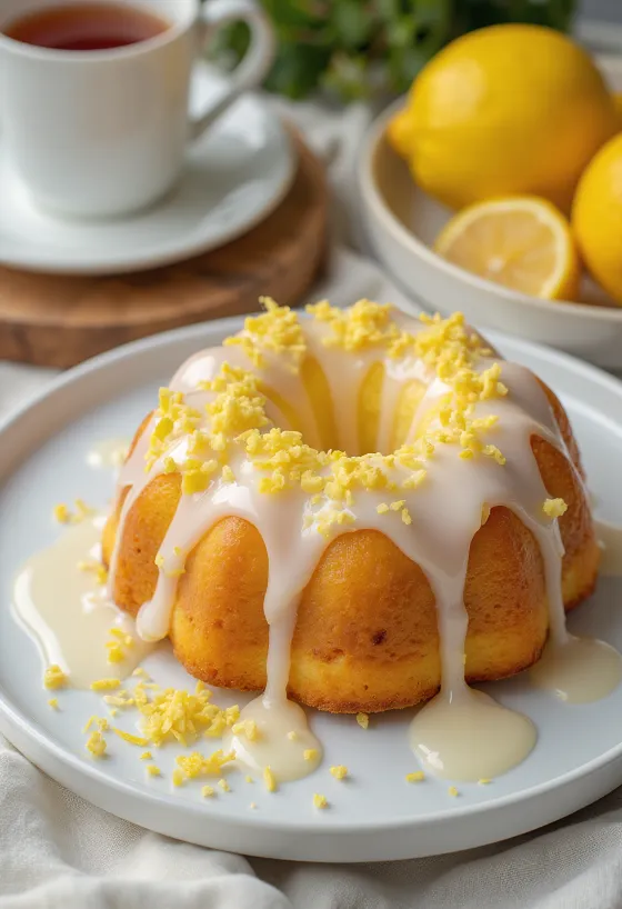 Kanil- og sítrónuformkaka borin fram